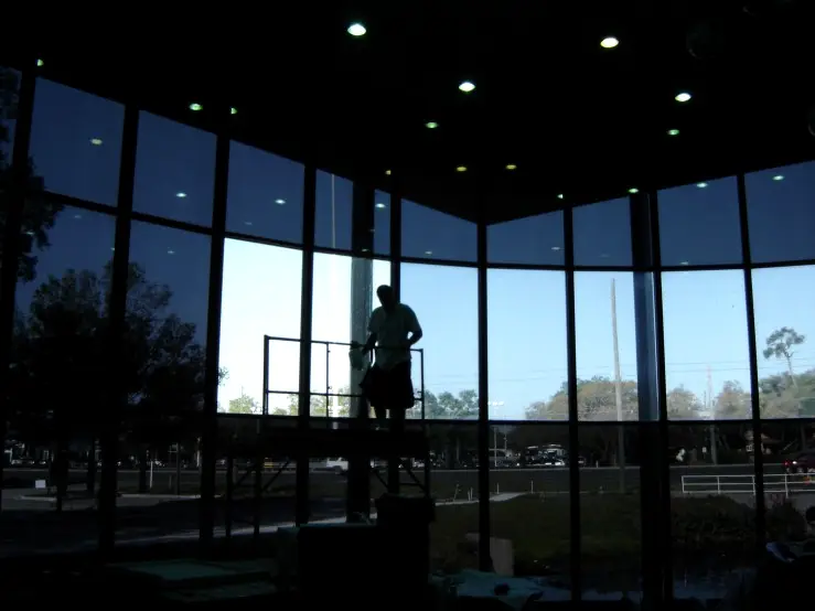 Floor-to-ceiling tinted commercial glass